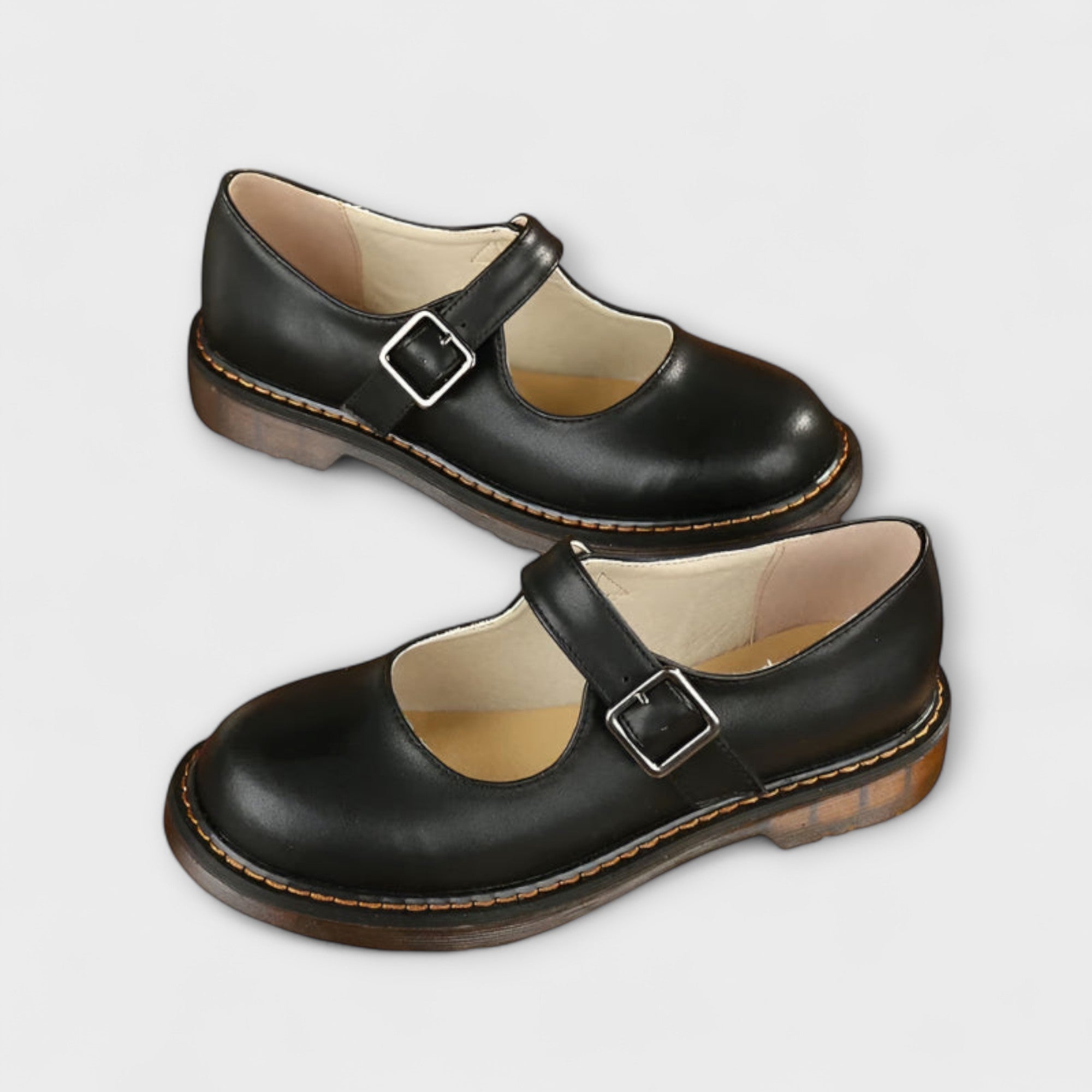 Dames Vintage Mary Jane Schoenen – Klassieke Leren Schoenen met Bandje & Comfortzool