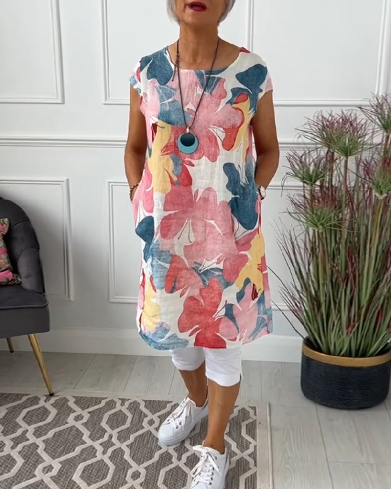 Carmen™ - Lange casual top met kleurrijke bloemenprint