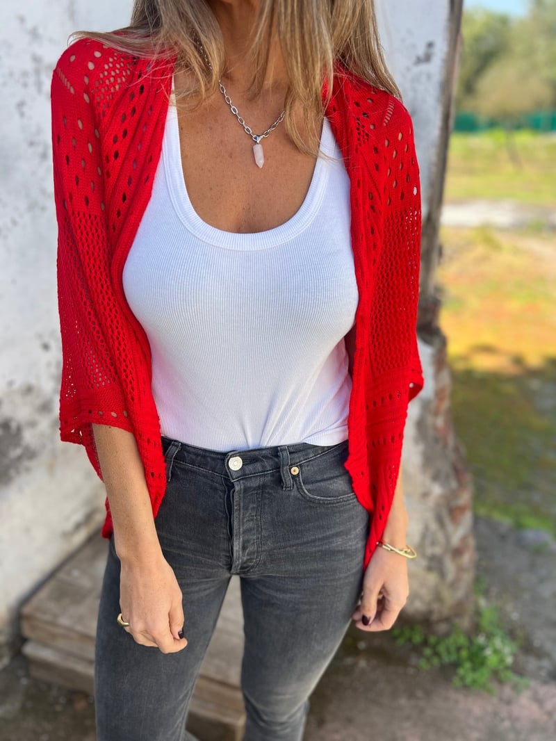 Veronique - Cardigan Met Halve Mouwen