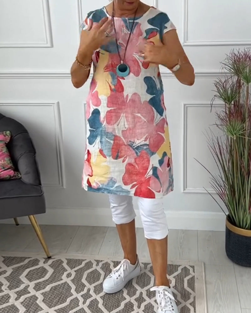 Carmen™ - Lange casual top met kleurrijke bloemenprint